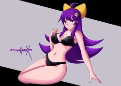 2d artist_name breasts female female_only light-skinned_female light_skin pale-skinned_female pale_skin purple_eyes purple_hair solo sonicheroxd violentine_(sarukaiwolf) watermark