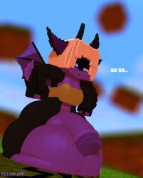 1futa 3d anilem_(mjbt) anthro balls balls_bigger_than_penis black_body breasts dragon futa_only futanari gigantic_penis humanoid_penis hyper hyper_balls melinajbt minecraft oversized_balls penis purple_body purple_skin solo tagme