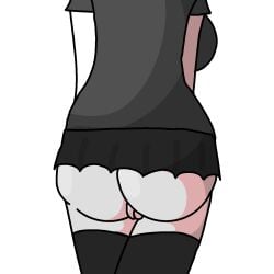 ass ass_focus black_and_white_clothing black_skirt breasts bubble_ass bubble_butt ghost_girl_(slendytubbies) long_socks no_panties pussy round_ass round_butt school_uniform shiny_butt skirt slendytubbies thiccc thick_ass thick_thighs white_skin