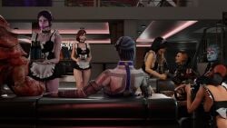 3d asari ashley_williams ball_gag collar femshep jack_(mass_effect) liara_t'soni maid_headdress maid_uniform male mass_effect miranda_lawson potatofire777 samara subject_zero tali'zorah_nar_rayya urdnot_wrex