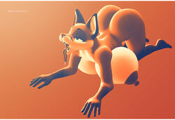 3d anthro ass big_breasts breasts canine drooling female fox huge_breasts hyper model modeling nipples nude saliva sculptris solo vulpesco work_in_progress