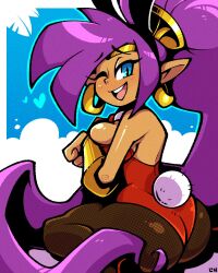 1girls ass ass_focus back back_view kneeling legendofnerd leotard playboy_bunny shantae shantae_(character) solo