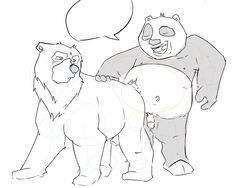 2boys anthro anthro_on_feral bear brother_bear crossover disney feral furry furry_only gay kenai kung_fu_panda male male_only panda penis po sheath sketch yaoi zoophilia