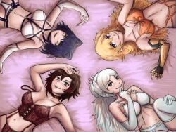 4girls blake_belladonna female female_only human lingerie multiple_girls pixelons ruby_rose rwby team_rwby weiss_schnee yang_xiao_long