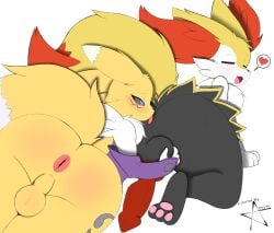 anthro backsack bandai_namco braixen crossover digimon digimon_(species) duo femboy feral generation_6_pokemon hi_res lemonlime male male/male male_braixen male_only male_renamon nintendo pokemon pokemon_(species) renamon rimming rimming_male