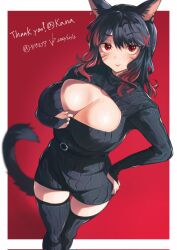 1girls animal_ear animal_ears animal_tail big_breasts black_legwear boob_window breasts cat_ears cat_girl cat_humanoid cat_tail catgirl ear_piercing ear_ring earring earrings ears eipelppa eyebrows_visible_through_hair female female_humanoid female_only furry_breasts hourglass_figure huge_breast humanoid humanoid_hands iepelppa iparuputsua ipelppa large_breasts legs legwear looking_at_viewer massive_breasts pierced_ears piercing piercings pointy_chin simple_background smile tail thick_legs thick_thighs thighs woman