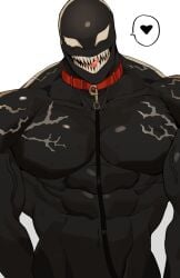 1boy abdomen abs bara bara_tiddies bara_tits barazoku biceps big_pecs black_body black_skin chat_box chat_bubble collar collar_and_leash collar_pull collarbone collared glistening glistening_body gomihebi heart huge_pecs huge_pectorals humanoid large_pecs large_pectorals leash leash_and_collar leash_pull leashed leashed_collar leashed_male licking licking_lips licking_teeth looking_at_another looking_at_partner looking_at_viewer looking_down male male_focus male_only marvel marvel_cinematic_universe marvel_comics muscular muscular_humanoid muscular_male no_dialogue no_genitals no_penis pecs pectorals pink_tongue point_of_view pov shark_teeth sharp_teeth simple_background smile smiling smiling_at_partner smiling_at_viewer solo solo_male teeth teeth_showing teeth_visible text_box text_bubble vein veins veiny veiny_arms veiny_muscles venom venom_(marvel) white_background white_eye white_eyes white_teeth