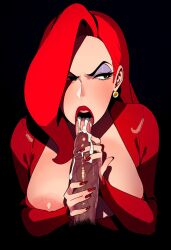 ai_generated angry annoyed big_breasts blowjob cum_in_mouth dark-skinned_male disgusted disney handjob jessica_rabbit novelai tagme touchstone who_framed_roger_rabbit