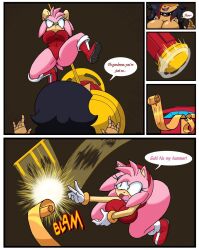 2girls amy_rose ass big_ass big_breasts dialogue huge_ass huge_breasts multiple_girls oc onesie original_character roga14 sonic_(series) sonic_the_hedgehog_(series) suprised