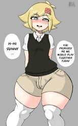 basil_(omori) big_ass big_butt big_hips big_thighs femboy green_hair massive_hips mrn00b0d1 omori shorts tagme thick_thighs