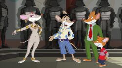 armor benjamin_stilton female geronimo_stilton_(series) highres jewelry male male_chastity mice mouse non-web_source thea_sisters thea_stilton