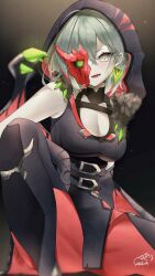 1girls big_breasts diabellestarr_the_dark_witch diabellstar_the_black_witch duel_monster eyepiece green_eyes grey_eyes grey_hair grey_skin hood looking_at_viewer lyrin mi0i7 tagme tight_clothing yu-gi-oh!