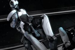 animated animated excalibur_(warframe) fingering holding_head nova_(warframe) sex small_breasts thick_thighs warframe white-crow