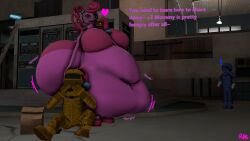 big_ass big_breasts big_butt green_eyes mommy_long_legs pink_body pink_hair pink_skin poppy_playtime project:_playtime text thick_thighs vore vore_belly