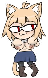 animal_humanoid ass_focus blonde_hair bottomwear breasts cat_humanoid chibi clothed clothing felid felid_humanoid feline feline_humanoid female hair humanoid lifting_shirt lostwisdom mammal mammal_humanoid meme neco-arc partially_clothed red_eyes skirt solo tsukihime type-moon