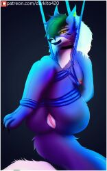 absurd_res anthro ass big_breasts bondage bondage bound breasts canid canine canis clothing darkito420 digital_media_(artwork) ear_piercing female five_nights_at_freddy's five_nights_at_freddy's:_security_breach fur genitals hair hi_res mammal nipples nude piercing pussy roxanne_wolf_(fnaf) scottgames simple_background solo steel_wool_studios tail wolf