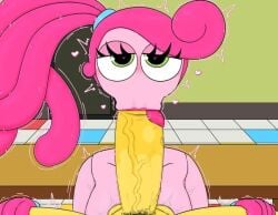 2d 2d_(artwork) :>= big_ass big_breasts big_butt blowjob green_eyes male_pov mommy_long_legs oral oral_penetration oral_sex pink_body pink_hair pink_skin player point_of_view poppy_playtime pov protagonist_(poppy_playtime) shaking sucking_penis trembling