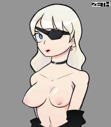 black_choker breasts choker epic_games eyepatch fortnite fortnite:_battle_royale siren_(fortnite) solo white_hair zeth zeth_falcony