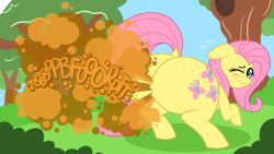 1girls ass big_ass blush cutie_mark dock equid equine fart fart_cloud fart_fetish female female_only feral feral_only fluttershy_(mlp) friendship_is_magic hasbro horse mammal my_little_pony pegasus pink_hair pink_tail pony raised_tail sorollos sweat tail thick_thighs tree wide_hips yellow_body yellow_fur