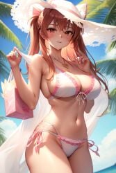 ai_generated asuka_langley_sohryu beach cute neon_genesis_evangelion orange_eyes orange_hair vacation white_bikini