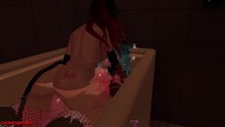 3d animated bath bathing bathroom bathtub female horns longer_than_30_seconds master nsfw nude pet red_hair ride riding sound succubus succubus_horns succubus_tail tagme tail tan_body tanline tanlines video vr vrchat water wundervrc