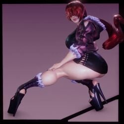 1girls 3d animated big_ass big_breasts black_dress black_toenails dress female female_focus hair_over_eyes high_heels huge_breasts human jacket king_of_fighters long_hair mp4 no_sound pearforceone platform_heels red_hair revealing_clothes shermie_(kof) short_playtime solo squatting tagme thick_thighs toenail_polish turntable_(animation) video