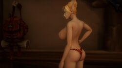 blood_elf blood_elf_female female hand_on_hip kaelatheelf kaelscorner large_breasts partially_clothed_female posing solo_female unclothed_alt underwear warcraft world_of_warcraft