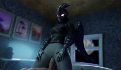 3d dustyboyo fortnite huge_cock light-skinned_male purple_eyes ravage_(fortnite) raven riding riding_penis voluptuous_female wings