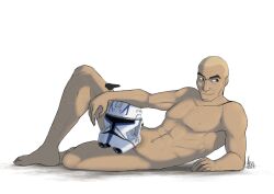 501st_clone_trooper captain_rex censored clone clone_trooper clone_trooper_helmet clone_wars dark_skin draw_me_like_one_of_your_french_girls hiss_graphics male male_only no_penetration pinup pinup_pose shaved_head six_pack star_wars star_wars:_the_clone_wars