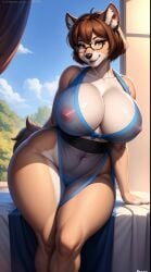 ai_generated anthro big_ass big_breasts fatal_fury female furry furry_breasts furry_female hyena hyena_mommy hyenaloverai king_of_fighters mai_shiranui mai_shiranui_furry