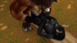 black_fur female_on_back kaelatheelf kaelscorner large_penis standing_male tauren tauren_female tauren_male vaginal_penetration vaginal_penetration vaginal_sex warcraft world_of_warcraft