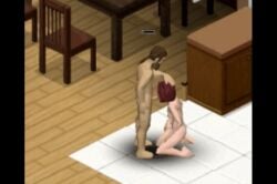 1boy 1boy1girl 1girls animated apocalypse beard blowjob breasts brown_hair female furniture gameplay_mechanics hand_on_head house kneeling kneeling_female kneeling_oral_position male medium_breasts project_zomboid red_hair sex sex_mod small_breasts straight video_games