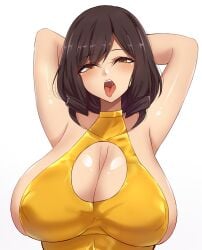 breasts erect_nipples gold_swimsuit large_breasts mistynight nchans nchans_style ninchan_(nchans) sideboob swimsuit wet