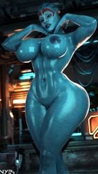 1girls 3d alien alien_girl areolae armpits asari blender_(software) blue_skin breasts curvy female female_only hourglass_figure huge_ass huge_breasts mass_effect mature mature_female navel nipples nude nyes117 oiled oiled_skin plump samara solo thick_thighs wide_hips