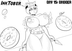 1girls big_breasts breasts breasts_out donut female female_only inktober kiriko_(overwatch) mrmelted nipple_piercing nipples overwatch piercing solo