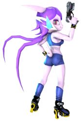 anthro aquatic_dragon cosplay dragon female female_protagonist freedom_planet freedom_planet_2 looking_at_viewer looking_back_at_viewer samus_aran_(cosplay) sash_lilac tbwinger92 video_games water_dragon zero_suit