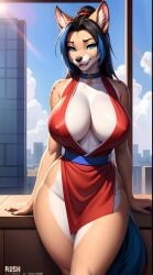 ai_generated anthro big_ass big_breasts fatal_fury female furry furry_breasts furry_female hyena hyenaloverai king_of_fighters mai_shiranui mai_shiranui_furry