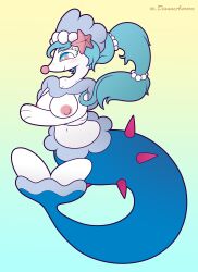 1girls accessory anthro areola belly blue_eyes blue_hair blue_tail blush female female_focus female_only fish_tail generation_7_pokemon hair hair_accessory hi_res long_hair marine mermaid navel nintendo nipples pink_eyes png pokemon pokemon_(species) primarina sheriffpunchy signature smile solo spikes starfish tail white_body white_fur