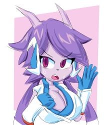 anthro aquatic_dragon big_breasts clothing dragon female female_protagonist freedom_planet freedom_planet_2 horns looking_at_viewer sash_lilac twintails video_games water_dragon yellowdrill