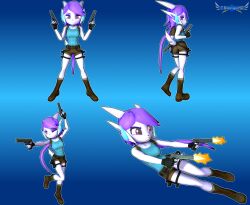 anthro aquatic_dragon cosplay dragon female female_protagonist freedom_planet freedom_planet_2 half-closed_eyes lara_croft_(cosplay) looking_at_viewer looking_back_at_viewer sash_lilac tbwinger92 tomb_raider video_games water_dragon wink