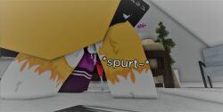 2boys 3d cum_in_ass cumming cumming_together furry gay gay_sex kemono maid_outfit mjay mjay12589874 purple_fur roblox robloxian socks source_request tagme text thigh thighhighs yellow_fur