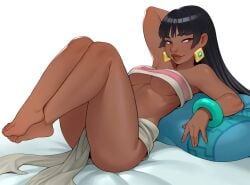 1girls 2d 2d_(artwork) black_hair brown_eyes chel cheshirrr dark-skinned_female dick_sucking_lips dreamworks female female_only feminine huge_breasts laying_down legs_together loincloth long_hair looking_pleasured looking_up low-angle_view partially_clothed seductive seductive_look the_road_to_el_dorado thick thick_ass thick_thighs underboob