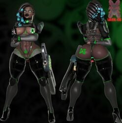 3d black_hair black_lipstick body_modification body_writing capturecunt_(ibex) dark-skinned_female dark_skin dreadlocks drone droneification high_heel_boots high_heels hypnosis ibex-cg league_of_legends league_of_legends:_wild_rift lipstick mind_break mind_control nipple_piercing nipples senna_(league_of_legends) tattoo undercut undercut_dreads