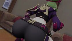 3d animated ass ass_focus ass_shake big_ass female from_behind genshin_impact green_hair hair_ornament huge_ass jiggle kishi kuki_shinobu long_hair longer_than_30_seconds no_sound ponytail shimenawa shiny shiny_clothes shiny_hair short_shorts shorts solo tagme thick_thighs thighhighs twerking video webm