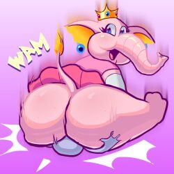 1girls anon anthro ass ass_grab butt_crush crown elephant elephant_peach facesitting female female_focus mario_(series) nintendo no_panties onomatopoeia princess_peach queenftw_(artist) sitting sitting_on_person super_mario_bros._wonder