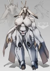 absurd_res agitype01 aircraft anthro areola avian biped breasts female front_view genitals hi_res living_aircraft living_machine living_vehicle machine nipples non-mammal_breasts pussy solo vehicle white_body yellow_body