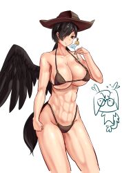 2d 2girls abs acc belly_button bikini black_hair breasts brown_eyes cocktail cowboy_hat dragon_tail female hips horns horse_tail kicchou_yachie legs multiple_girls saki_kurokoma short_hair source thighs touhou tummy wings