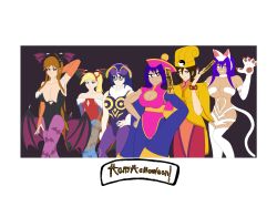 big_breasts blaze_ember blonde_hair blue_hair blush brown_hair caligraphy catgirl cinder_ember clothing cosplay darkstalkers felicia felicia_(cosplay) felicia_(darkstalkers) female female_only glasses group_photo halloween_costume happy_halloween hsien_ko hsien_ko_(cosplay) huge_breasts insect_wings jiangshi keeva_rojas large_breasts leanne_greenleaf lei-lei lei_lei lilith_aensland lilith_aensland_(cosplay) lin-lin long_hair medium_breasts mei_ling morrigan_aensland morrigan_aensland_(cosplay) multiple_girls oc original original_characters purple_hair q-bee rose_rozey short_hair small_breasts spark_knight succubus talisman vampire_(game) werecat zelia_mizusawa zombie_girl