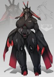 absurd_res agitype01 aircraft anthro areola avian biped black_body breasts female front_view genitals hi_res living_aircraft living_machine living_vehicle machine nipples non-mammal_breasts pussy red_body solo vehicle