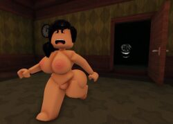 1girls 1other 3d 3d_(artwork) areolae barefoot big_breasts breasts completely_nude completely_nude_female doors_(roblox) female follower_rr34 full_body naked naked_female nipples nude nude_female open_mouth pizza_girl_(roblox) pussy roblox roblox_game robloxian running rush_(doors) scared tagme